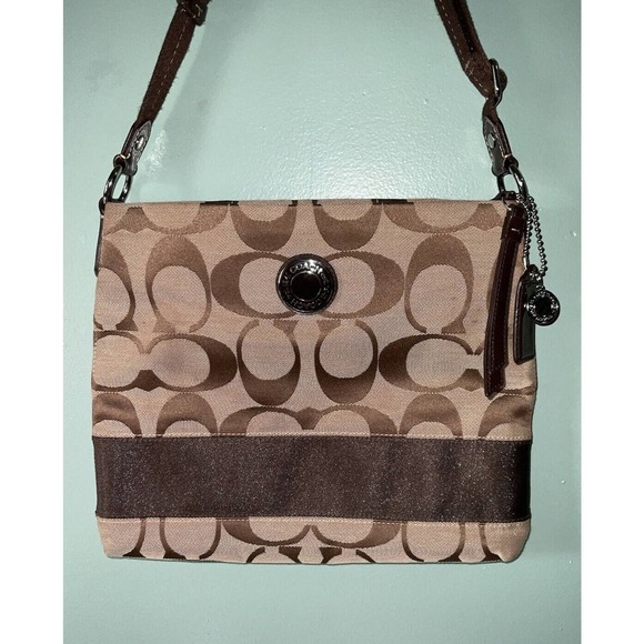 Coach Brown/Beige Signature File Canvas Crossbody Bag EUC - Picture 13 of 13